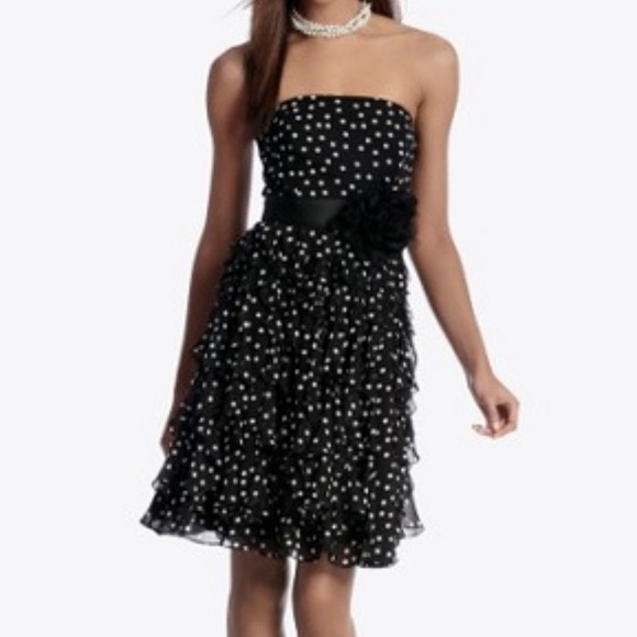 white strapless ruffle dress